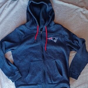 NFL Navy Patriots Fleece Lined Hoodie with Red Zipper